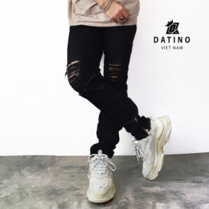 Skinny Jeans Destroy Zipper Datino - Black