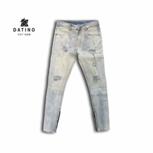 Skinny jeans destroy zipper grey white 1