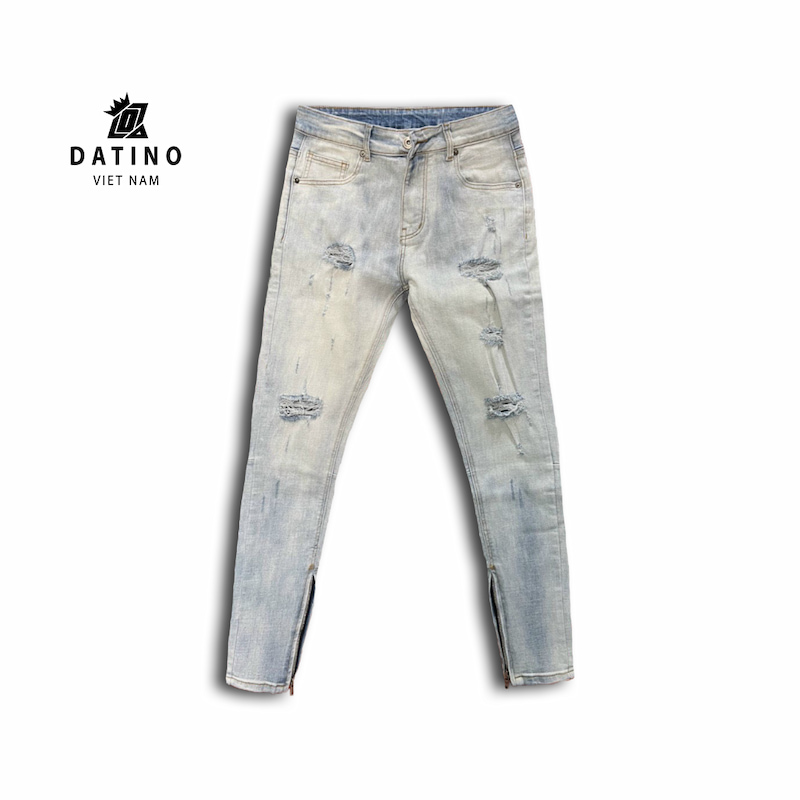 Skinny Jeans Destroy Zipper – Grey White