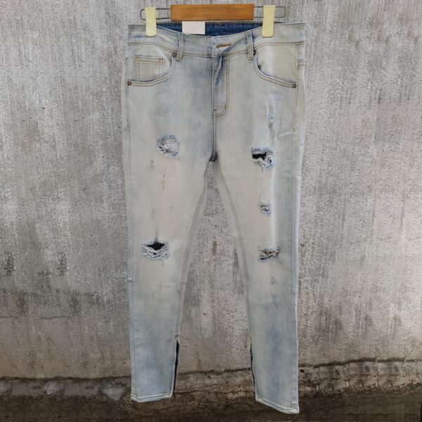 Skinny jeans destroy zipper grey white 2