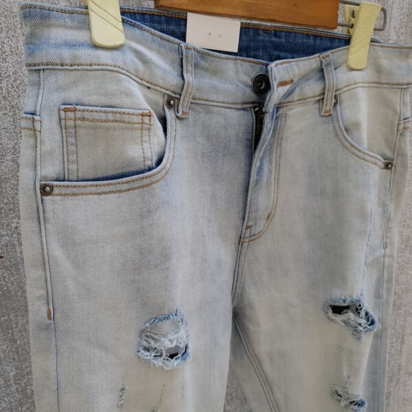 Skinny jeans destroy zipper grey white 3
